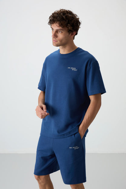 Parlament Cotton Thick Soft Textured Oversize Fit Embroidered Men's Shorts Set - 85250