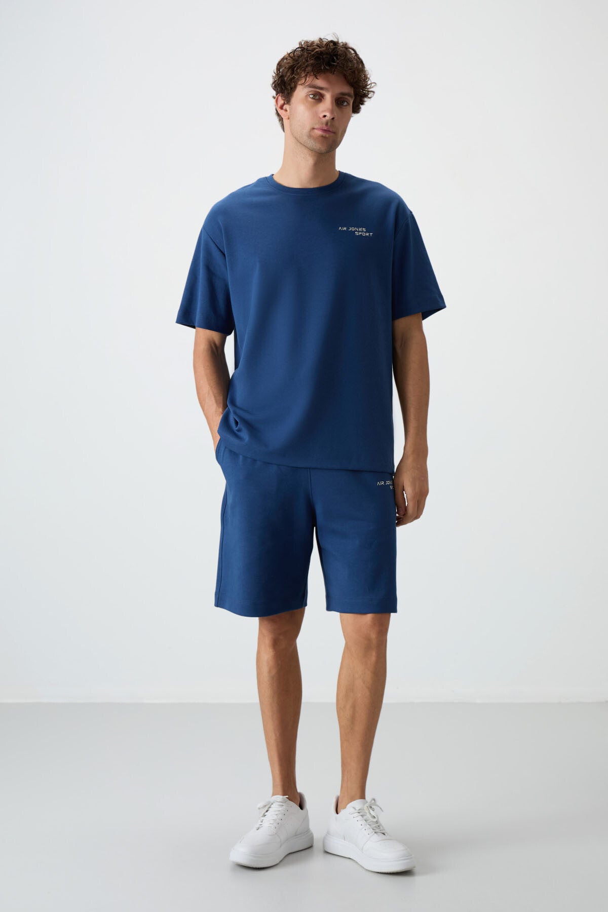 Parlament Cotton Thick Soft Textured Oversize Fit Embroidered Men's Shorts Set - 85250