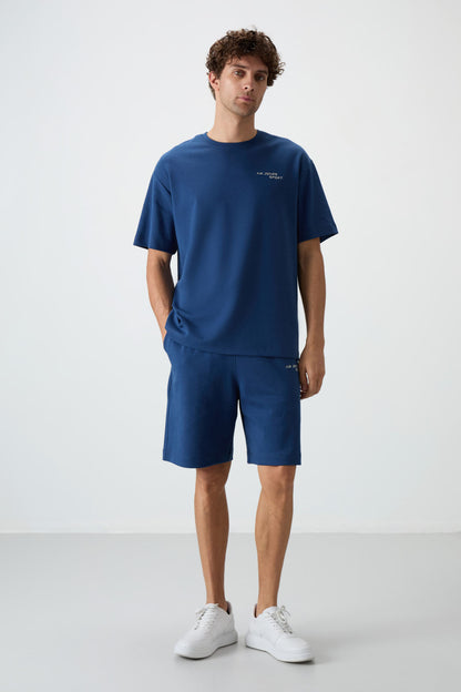 Parlament Cotton Thick Soft Textured Oversize Fit Embroidered Men's Shorts Set - 85250