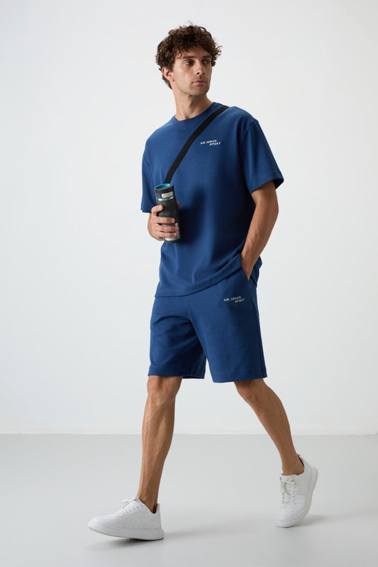 Parlament Cotton Thick Soft Textured Oversize Fit Embroidered Men's Shorts Set - 85250