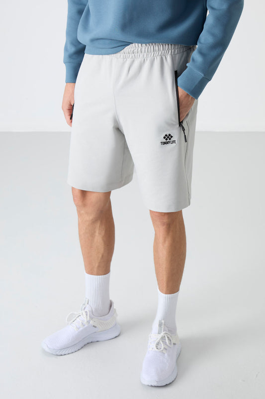 Stone Hidden Zipper Back Pocket Laced Standard Fit Men's Shorts - 81136