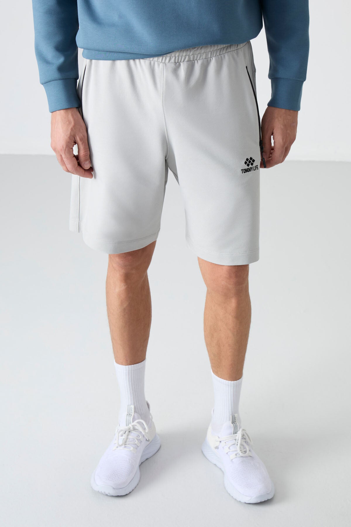Stone Hidden Zipper Back Pocket Laced Standard Fit Men's Shorts - 81136