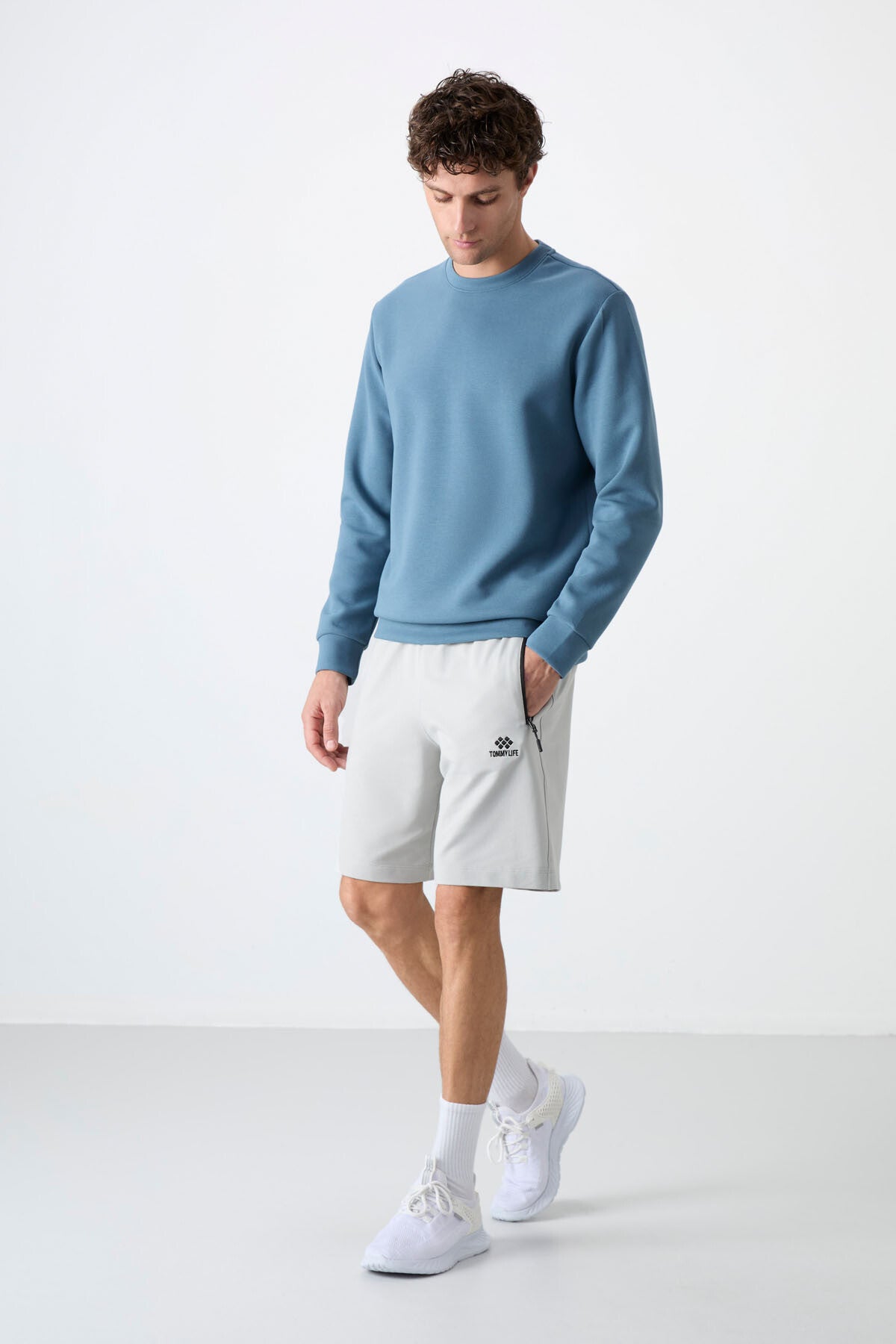 Stone Hidden Zipper Back Pocket Laced Standard Fit Men's Shorts - 81136