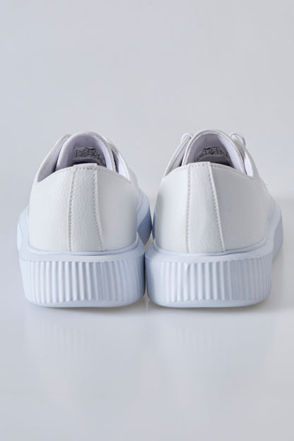 White Laced Perforated PU Leather Men's Sports Shoes - 89129
