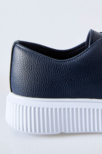 Navy Blue Laced Perforated PU Leather Men's Sports Shoes - 89129