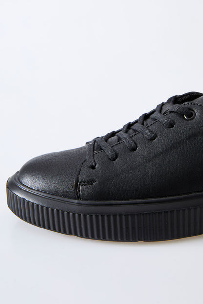 Black Laced Perforated PU Leather Men's Sports Shoe - 89129