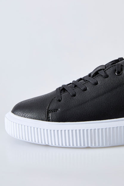 Black-White Laced Perforated PU Leather Men's Sports Shoes - 89129
