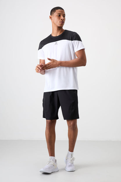 White Polyester Breathable Textured Thin Flexible Standard Fit Men's Performance T-Shirt - 88386