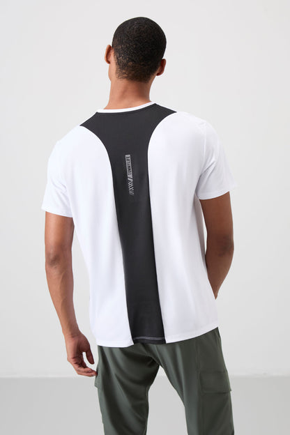 White Polyester Breathable Textured Thin Flexible Standard Fit Men's Performance T-Shirt - 88387