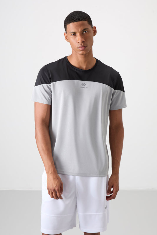 Breathable Textured Thin Flexible Standard Fit Men's Performance T-Shirt - 88386