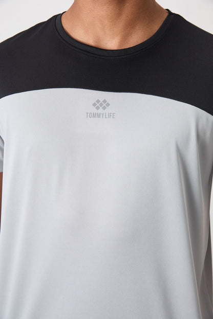 Breathable Textured Thin Flexible Standard Fit Men's Performance T-Shirt - 88386