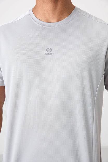 Breathable Textured Thin Stretch Standard Fit Men's Performance T-Shirt - 88390
