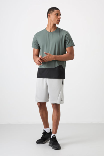 Breathable Textured Thin Flexible Standard Fit Men's Performance T-Shirt - 88383