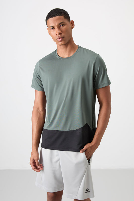 Breathable Textured Thin Flexible Standard Fit Men's Performance T-Shirt - 88383