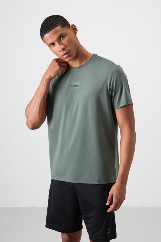 Breathable Textured Thin Flexible Standard Fit Men's Performance T-Shirt - 88384