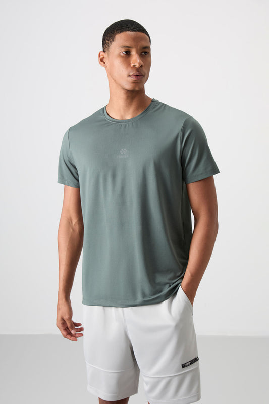 Breathable Textured Thin Flexible Standard Fit Men's Performance T-Shirt - 88387