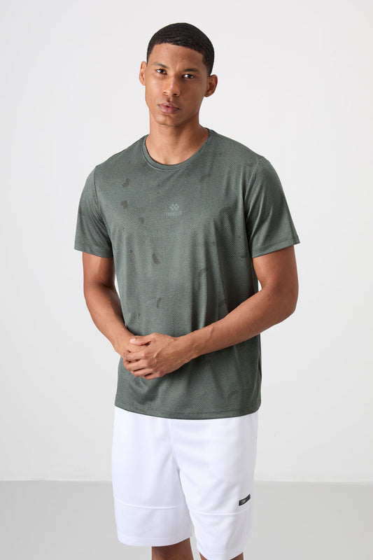 Breathable Polyester Jacquard Thin Flexible Standard Fit Men's Performance T-Shirt - 88397