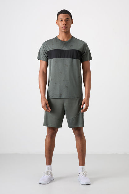 Breathable Polyester Jacquard Thin Flexible Standard Fit Men's Performance T-Shirt - 88398