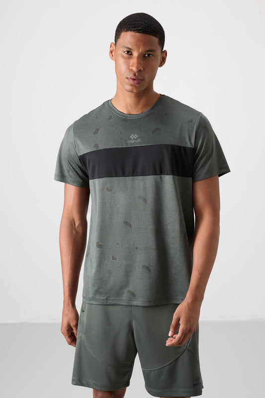 Breathable Polyester Jacquard Thin Flexible Standard Fit Men's Performance T-Shirt - 88398