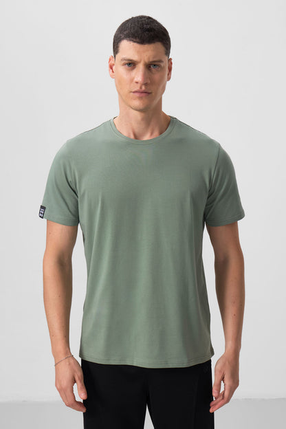 Light Green Men's Basic Short Sleeve Regular Fit O Neck T-shirt - 87911