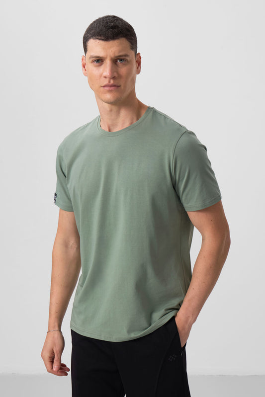 Light Green Men's Basic Short Sleeve Regular Fit O Neck T-shirt - 87911