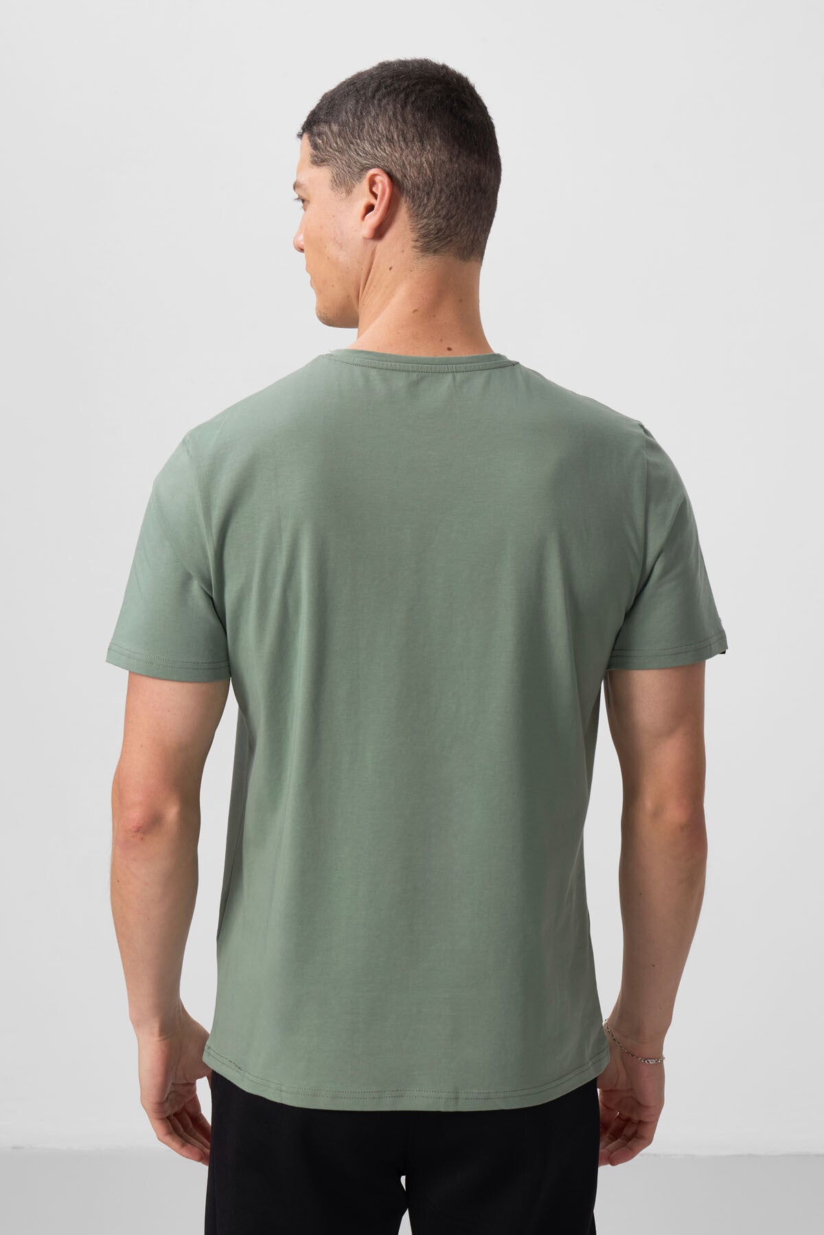 Light Green Men's Basic Short Sleeve Regular Fit O Neck T-shirt - 87911