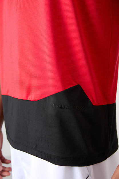 Red Polyester Breathable Textured Thin Flexible Standard Fit Men's Performance T-Shirt - 88383