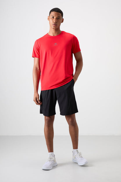 Red Polyester Breathable Textured Thin Flexible Standard Fit Men's Performance T-Shirt - 88387