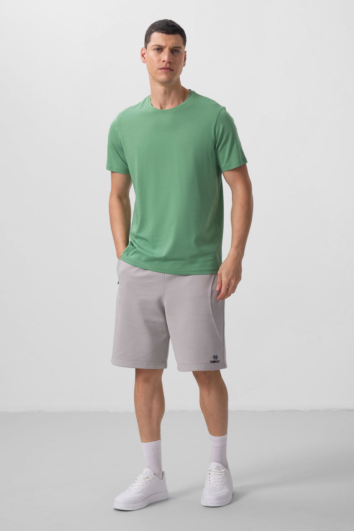 Pastel Green Men's Basic Short Sleeve Standard Fit O Neck T-shirt - 87911