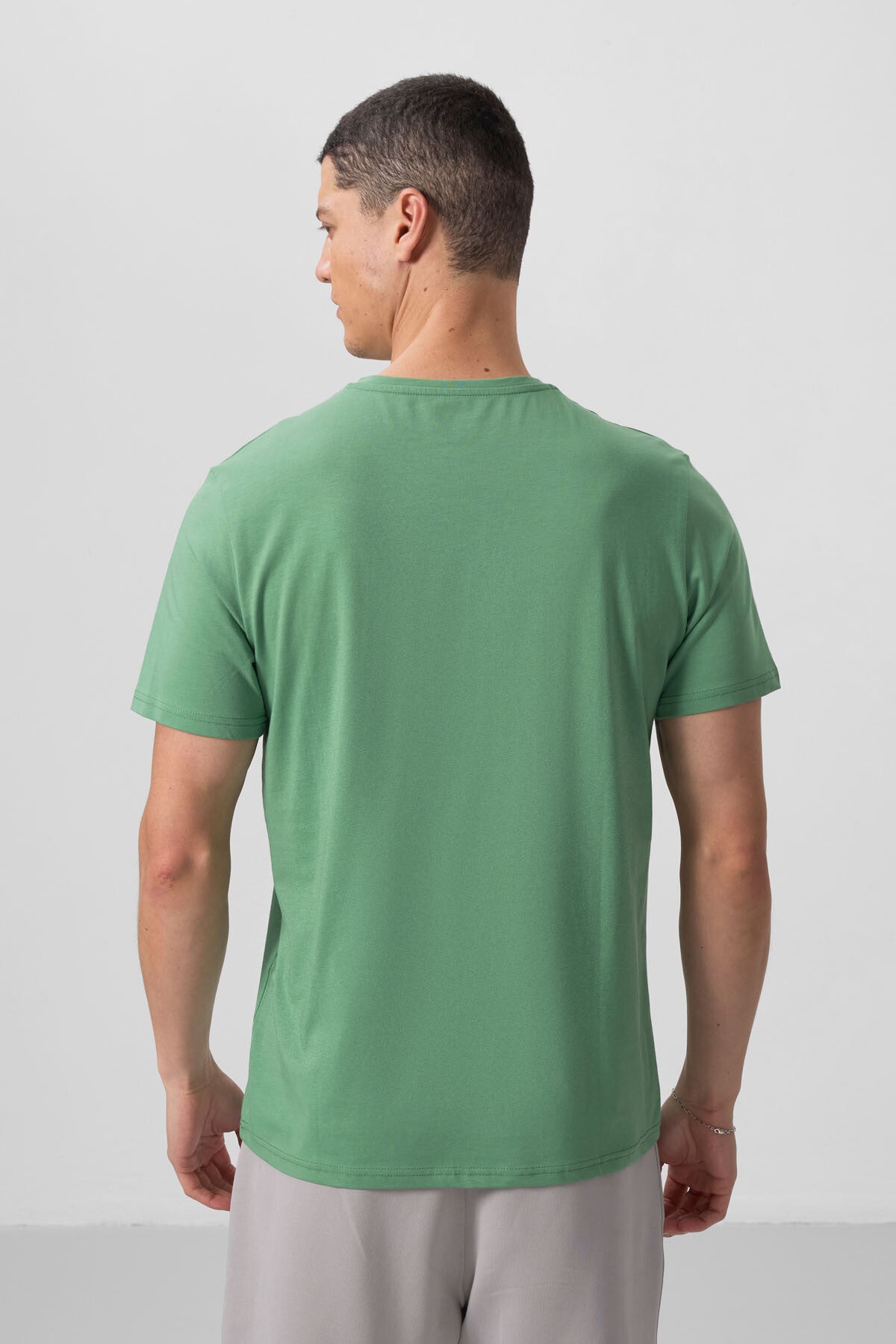 Pastel Green Men's Basic Short Sleeve Standard Fit O Neck T-shirt - 87911