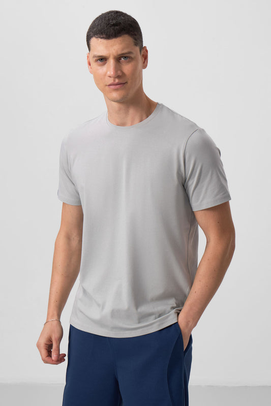 Stone Men Basic Short Sleeve Standard Fit O Collar T-shirt - 87911