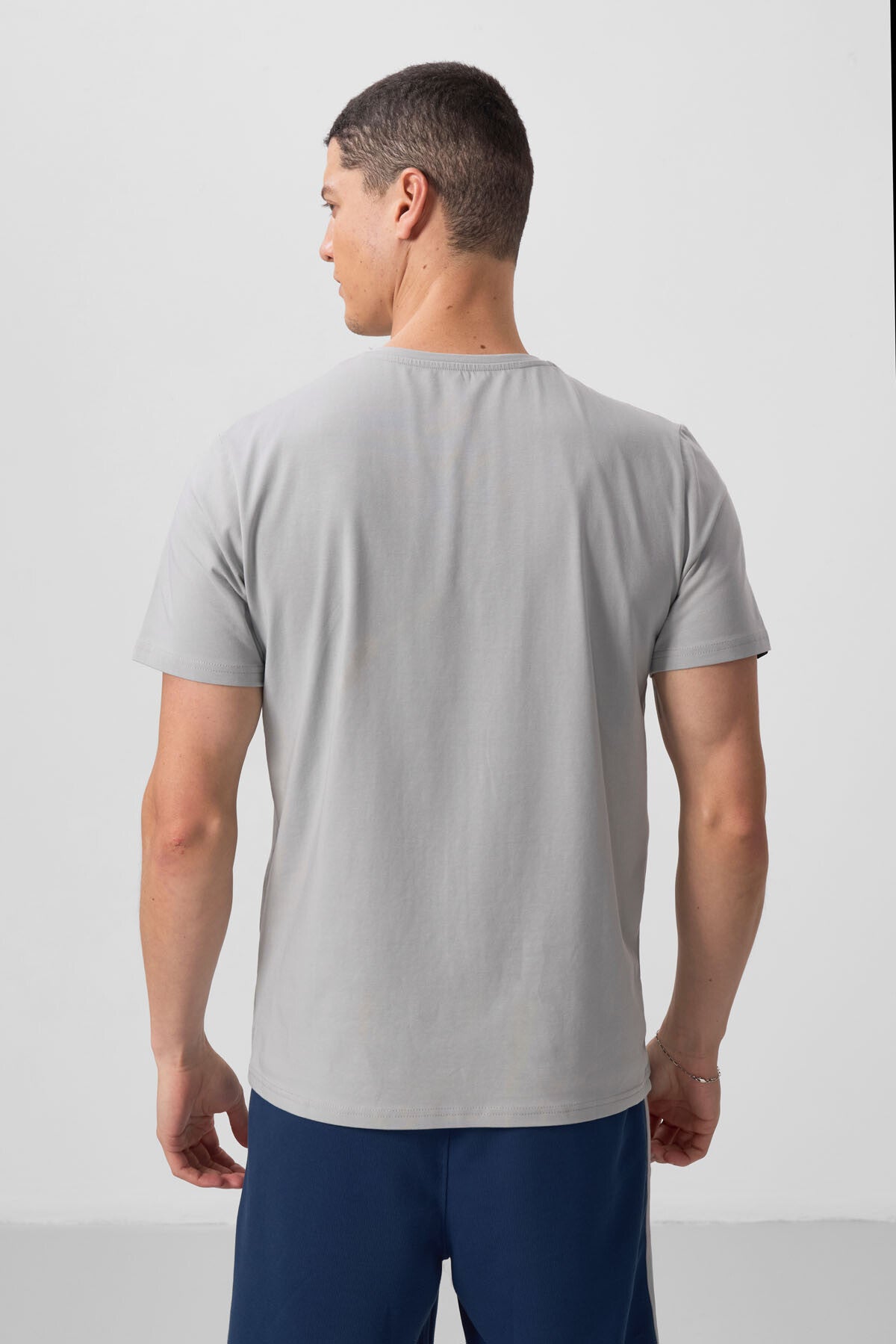 Stone Men Basic Short Sleeve Standard Fit O Collar T-shirt - 87911