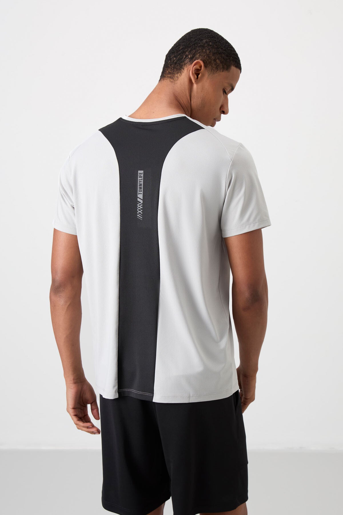 Stone Polyester Breathable Textured Thin Flexible Standard Fit Men's Performance T-Shirt - 88387