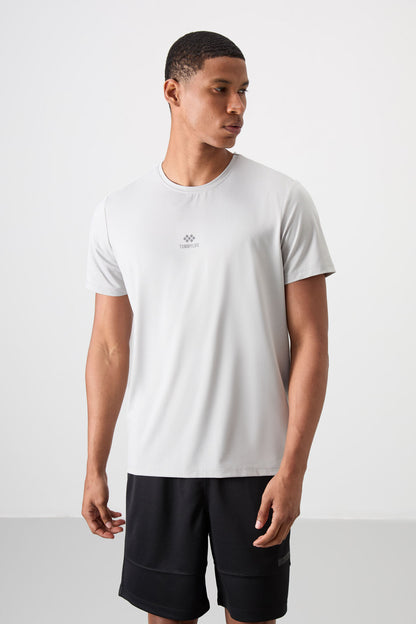 Stone Polyester Breathable Textured Thin Flexible Standard Fit Men's Performance T-Shirt - 88387