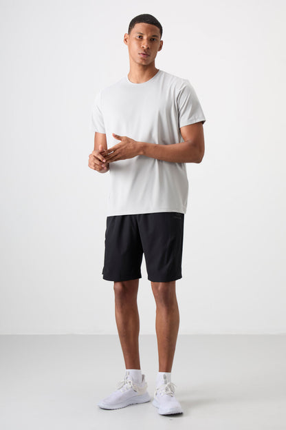 Stone Polyester Breathable Textured Thin Flexible Standard Fit Men's Performance T-Shirt - 88388