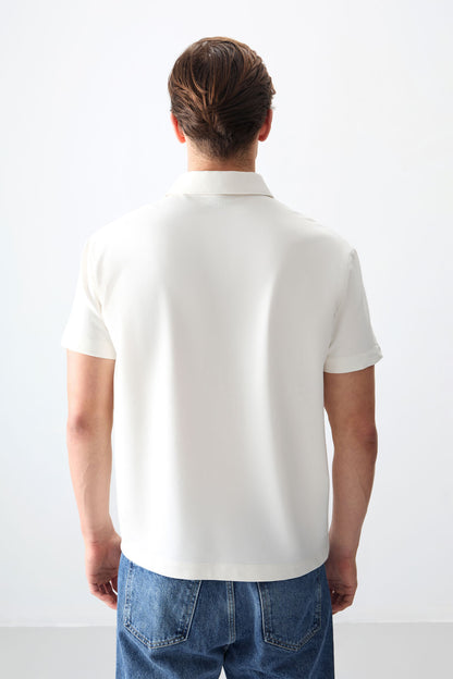 T-Shirt Oversized, basic, with a thick soft-weave Polo collar