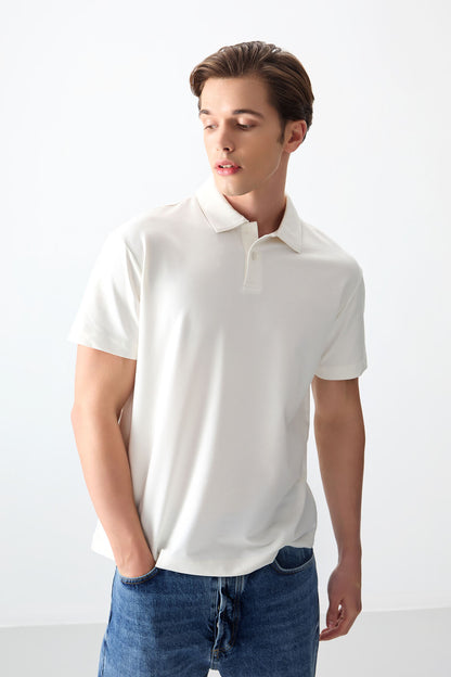 T-Shirt Oversized, basic, with a thick soft-weave Polo collar