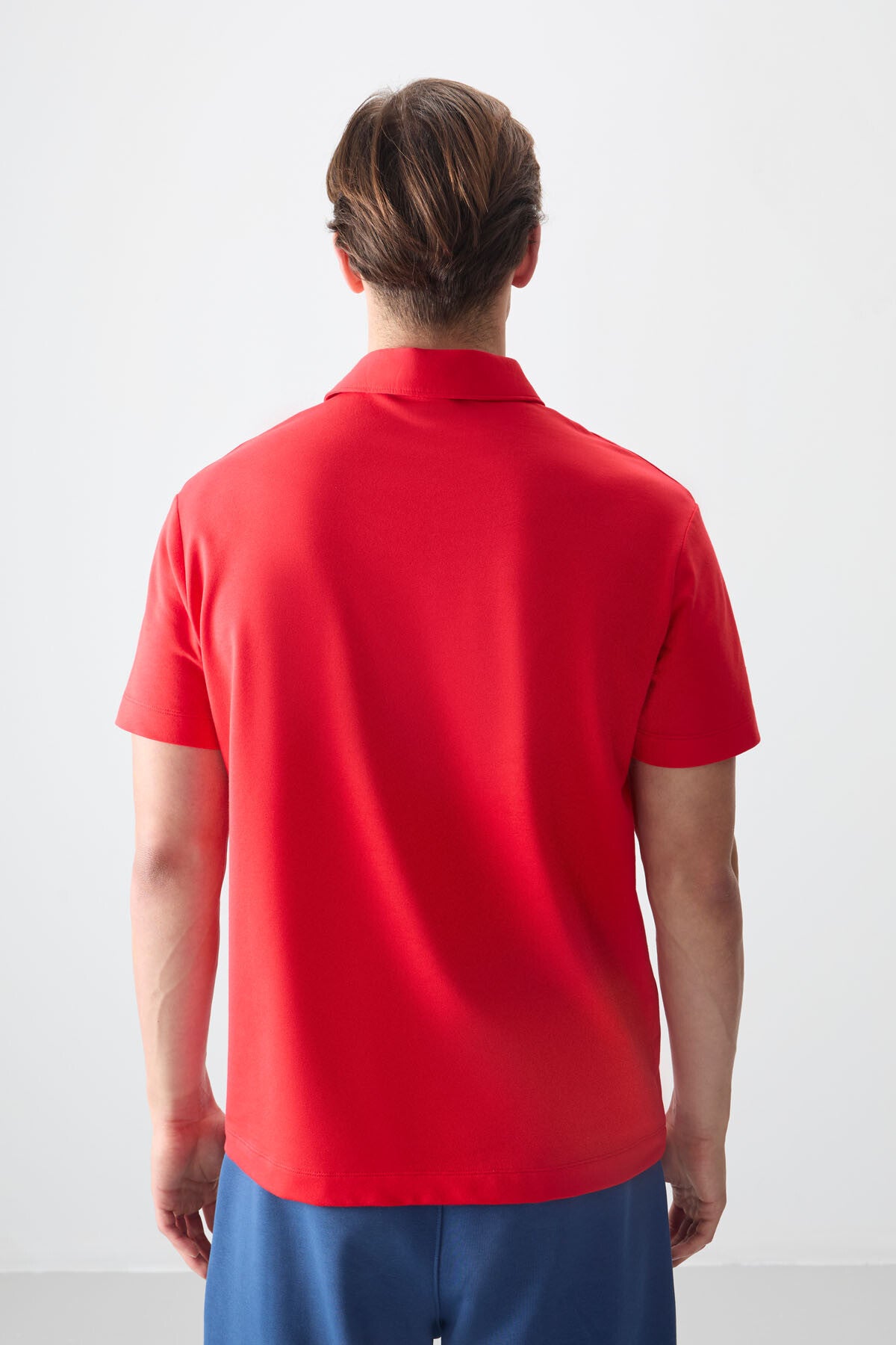 Fiesta Cotton Thick Soft Textured Polo Collar Oversize Fit Basic Men's T-Shirt - 88381