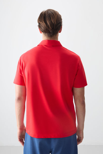 Fiesta Cotton Thick Soft Textured Polo Collar Oversize Fit Basic Men's T-Shirt - 88381