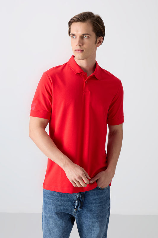 Fiesta Cotton Thick Soft Textured Standard Fit Basic Polo Collar Men's T-Shirt - 88351