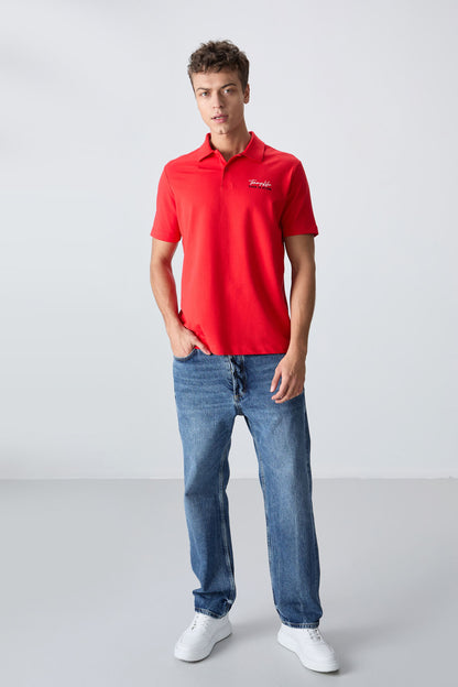 Fiesta Cotton Thick Soft Textured Standard Fit Printed Polo Collar Men's T-Shirt - 88346