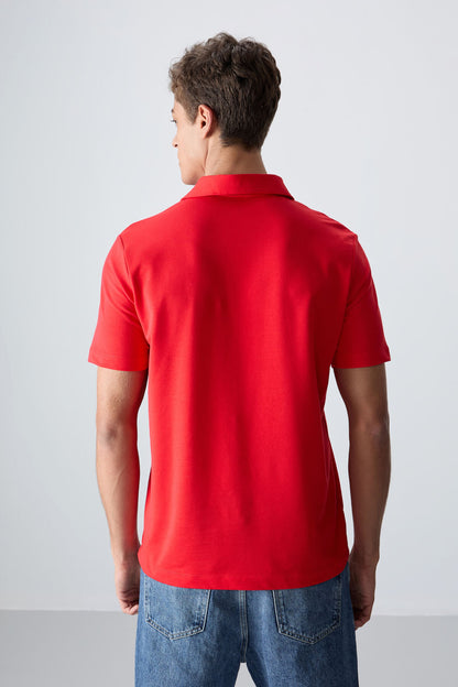 Fiesta Cotton Thick Soft Textured Standard Fit Printed Polo Collar Men's T-Shirt - 88346