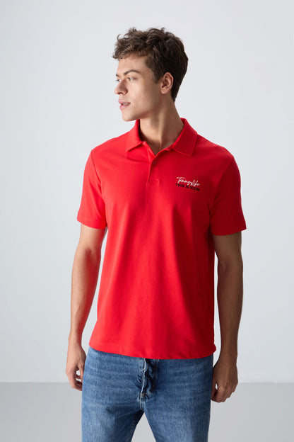 Fiesta Cotton Thick Soft Textured Standard Fit Printed Polo Collar Men's T-Shirt - 88346
