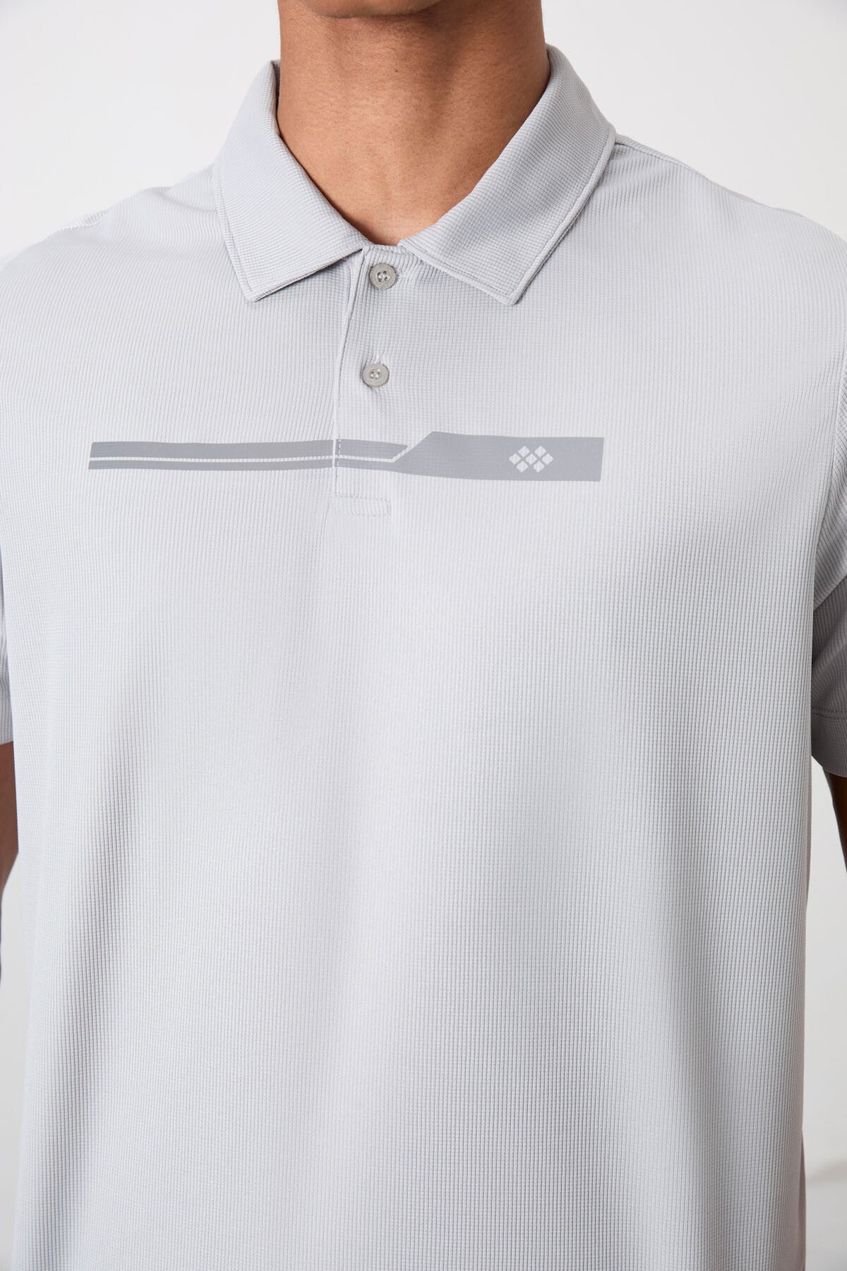 Breathable Textured Thin Flexible Standard Fit Polo Collar Men's Performance T-Shirt - 88393