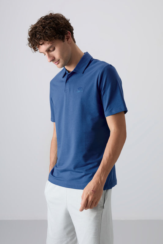 Parlament Basic Logo Standard Fit Knitted Polo Collar Men's T-Shirt - 87748
