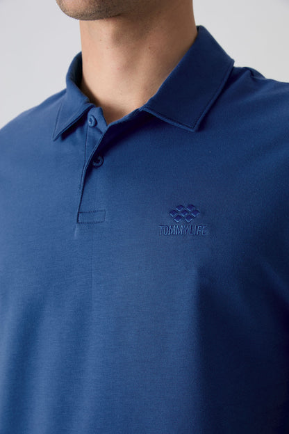 Parlament Basic Logo Standard Fit Knitted Polo Collar Men's T-Shirt - 87748