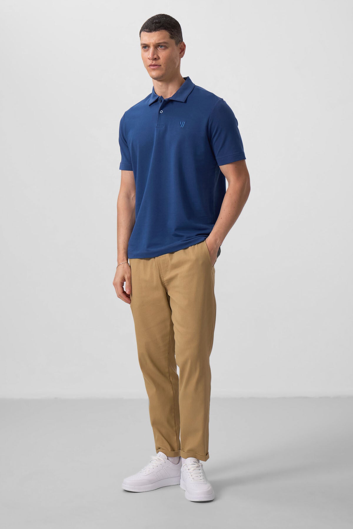 Parliament Basic Chest Logo Standard Fit Knitted Polo Collar Men's T-Shirt - 87768