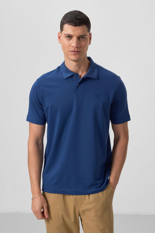 Parliament Basic Chest Logo Standard Fit Knitted Polo Collar Men's T-Shirt - 87768