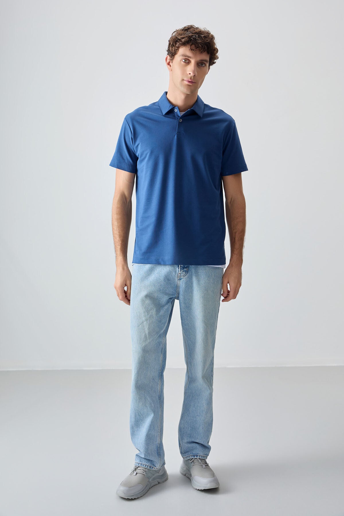 Parliament Cotton Thick Soft Textured Polo Collar Oversize Fit Basic Men's T-Shirt - 88381