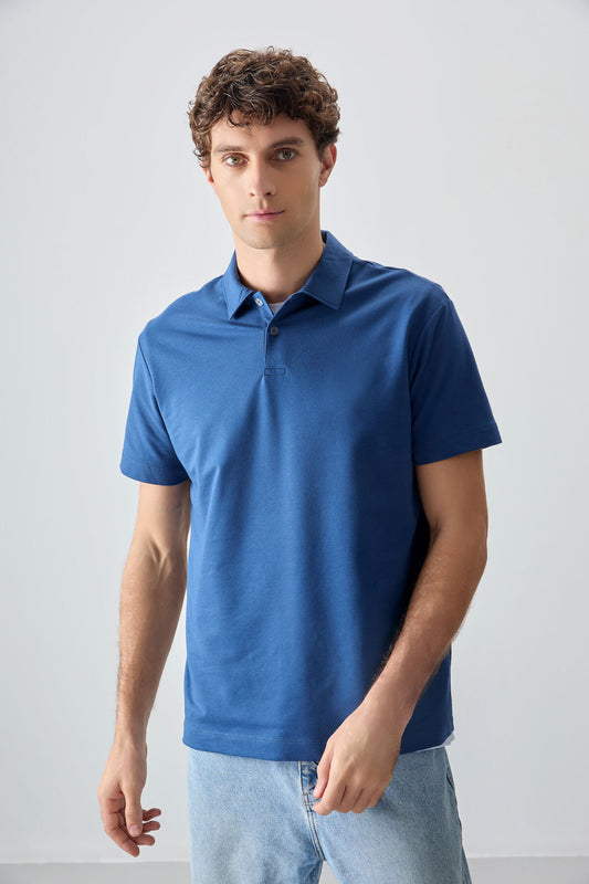 Parliament Cotton Thick Soft Textured Polo Collar Oversize Fit Basic Men's T-Shirt - 88381
